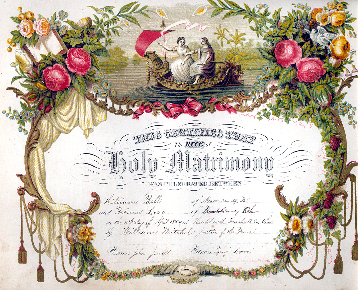 William Bell Family Bible: Marriage License