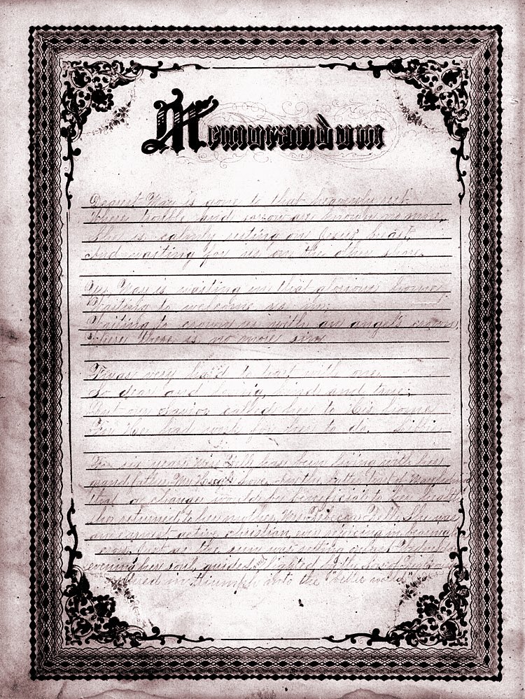 William Bell Family Bible: Memorandum