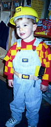 Evan in a hard hat, Fall 2002