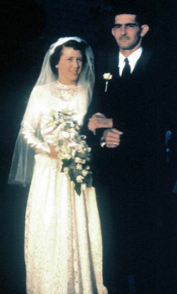 H3 Nancy Arlene Bell and James Norman Cornell on their wedding day, August 1, 1952