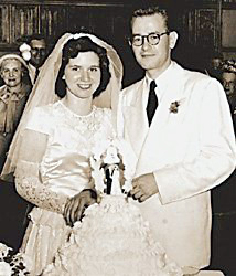Eleanor June Bell and Robert Ross Fisher on their Wedding Day July 9, 1949