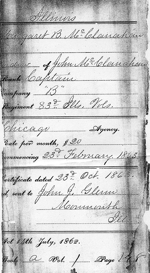 Captain John McClanahan - Claim for Widow's Pension