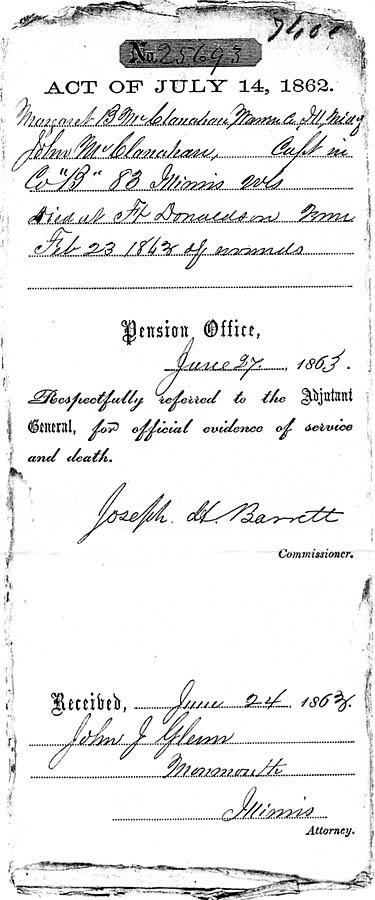 Captain John McClanahan Pension Record