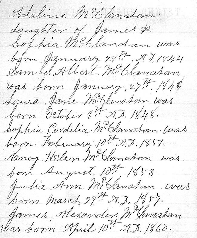 Samuel Albert McClanahan Family Bible - Births  pg. 4