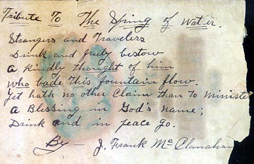 Tribute to the Spring of Water - A short poem by James Franklin McClanahan