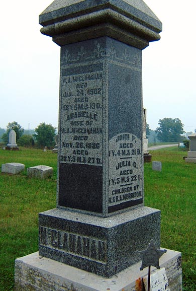 Tombstone of William Anning McClanahan (1843-1902) and  Phoebe Arabelle Morrison (1848-1886)