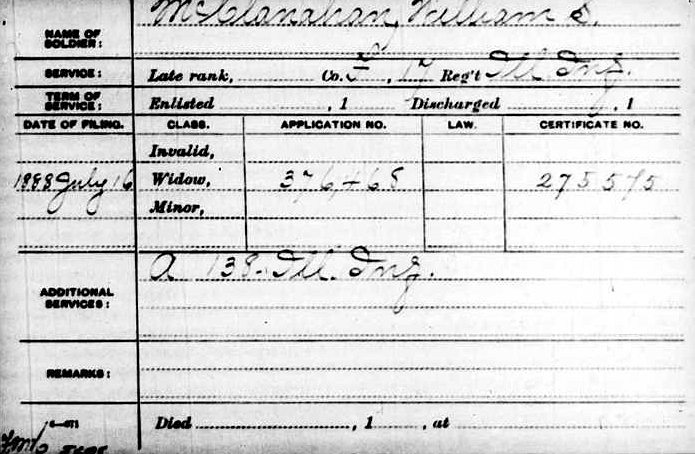 D13 Rev. William Steele McClanahan</a> (1836-1888)  Civil War Pension Record