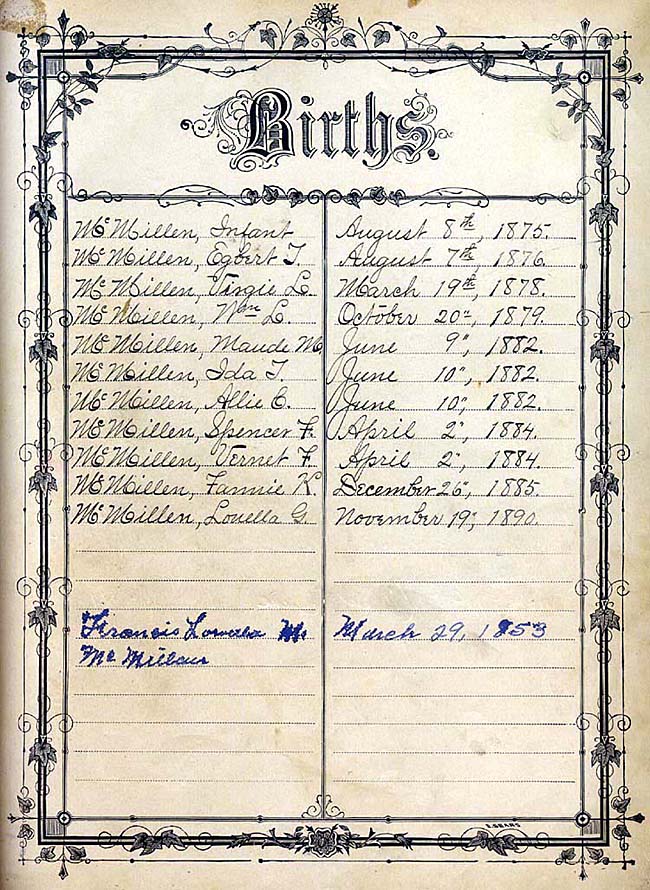 Spencer L. McMillen Bible - Marriage License