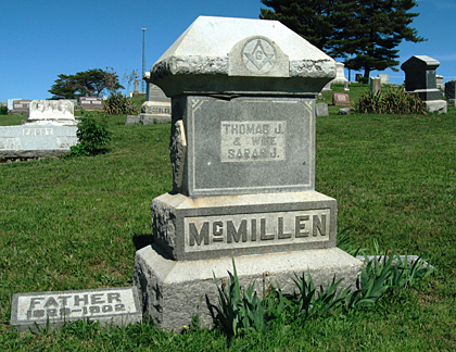 Headstone of Thomas Jefferson McMillen and Sarah Jane Lynch