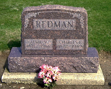 Headstone of Charles Elsworth Redman and Alma Victoria Harris Miller