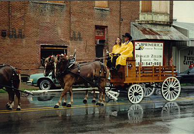 Ed & Robin Zeller  on a 4 Pony Hitch, Union City Ohio Parade