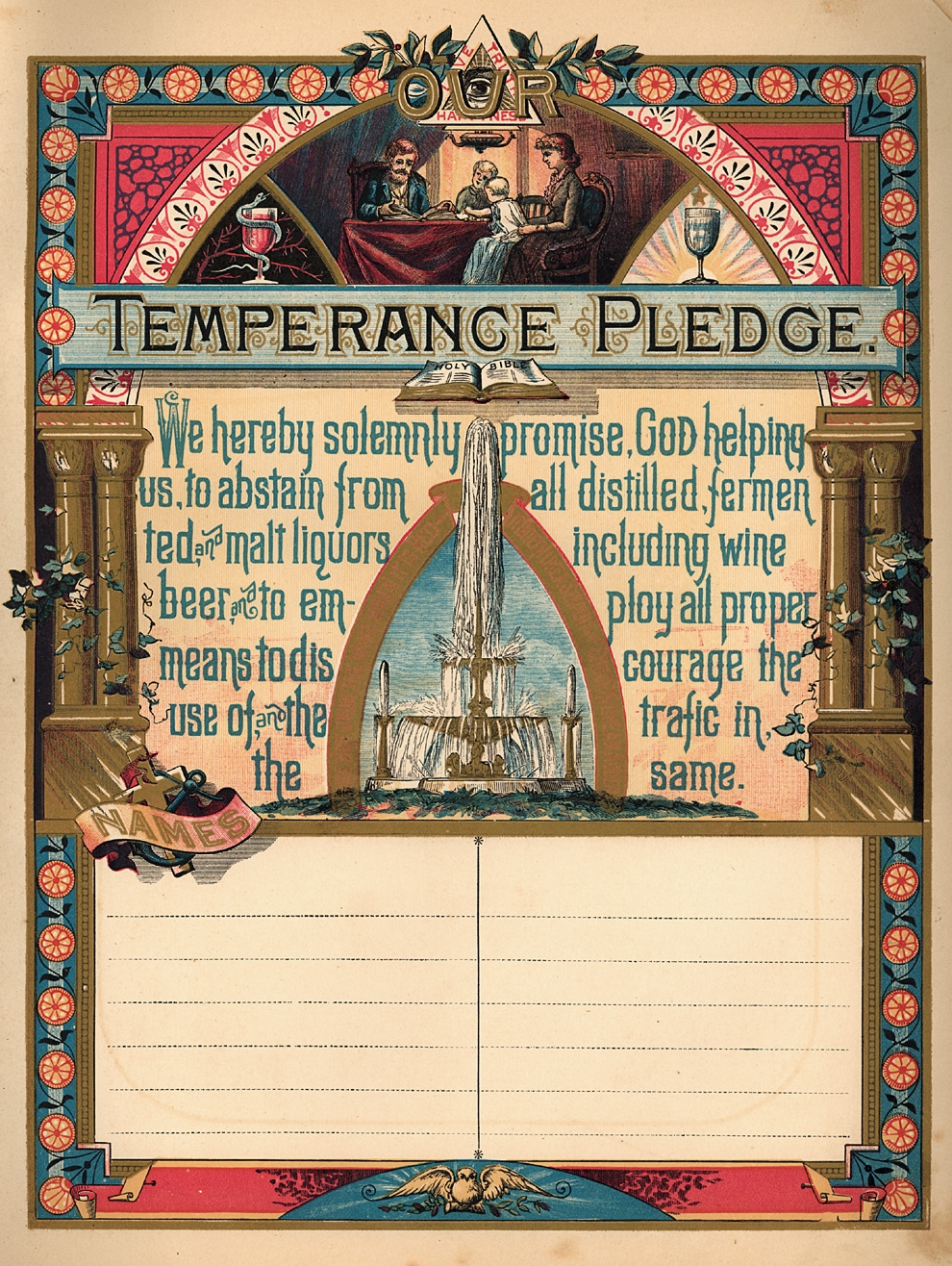 Jacob Rohrer Miller (1860-1950) Family Bible - Temperance Pledge
