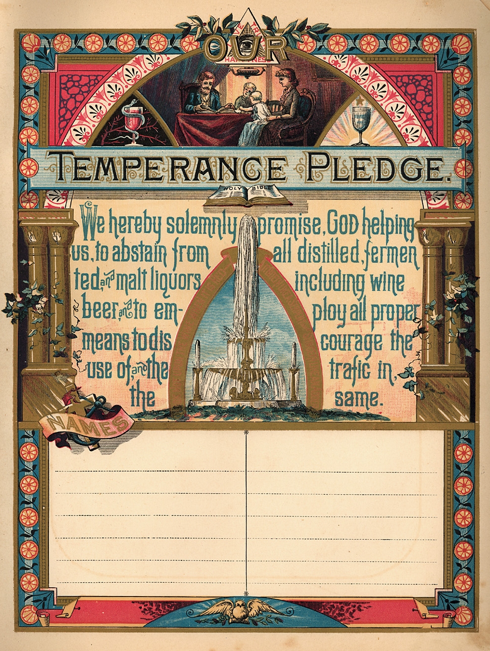 Jacob Rohrer Miller (1860-1950) Family Bible - Temperance Pledge