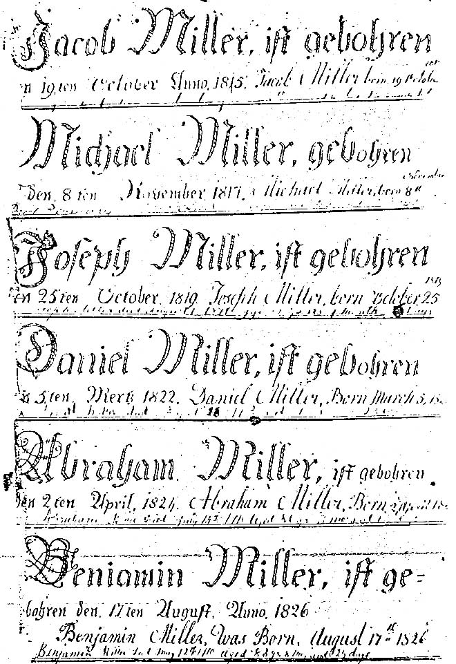 Michael Miller (1784-1856) Family Bible Page 2