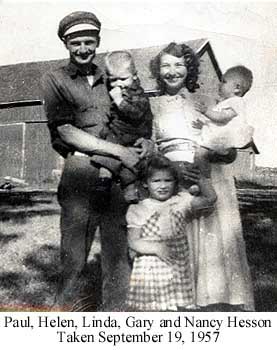 Paul, Helen, Linda, Gary and Nancy Hesson - September 19, 1957
