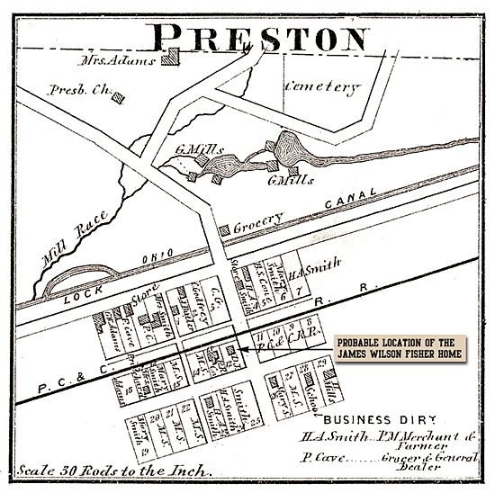 1866 Map of Cass Township, Preston (Adams Mills) Ohio