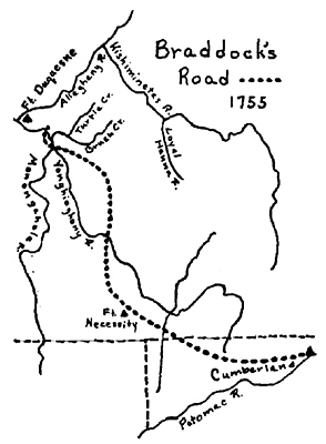 Map of Braddock's Road