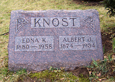 Headstone of Edna K. Fisher and Albert J. Knost