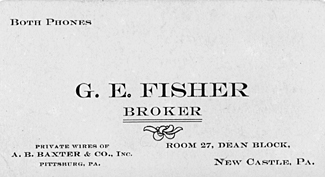 George Elmer Fisher Broker's business card