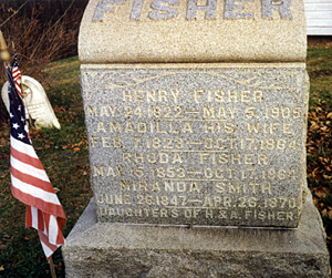 Tombstone of Henry B. Fisher, Tunnel Hill Cemetery, Monroe Townshiop, Harrison County, Ohio