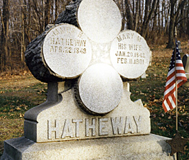 Tombstone of Mary Mahala Fisher and James H. Hatheway