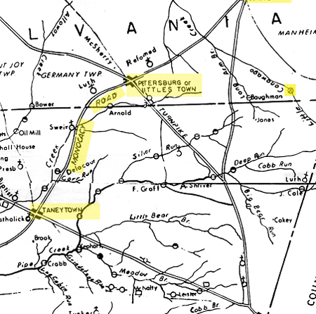 Map of the Monocacy and Catoctin Area Circa 1800