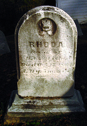 Tombstone of Rhoda Fisher, Tunnel Hill Cemetery, Monroe Township, Harrison County, Ohio