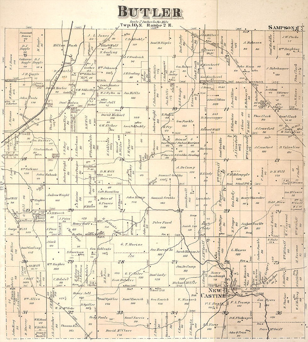 Butler Township, Darke County Ohio 1875 - High Resolutioon Vetrsion  Butler Townshop Map