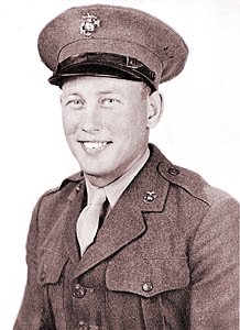 Homer Horine in uniform, his outfit was the 1158th Platoon, United States Marine Corps, World War II