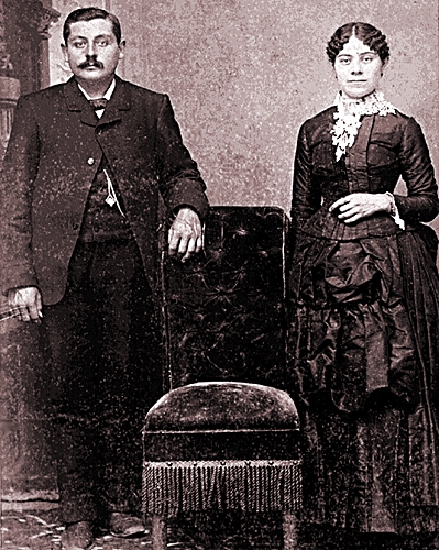 Joseph Newton Horine and Mary Ellen Hemp on their Wedding Day, February 19, 1885.
