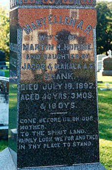 Headstone of Mary Ellen Shank Horine (1851-1897)