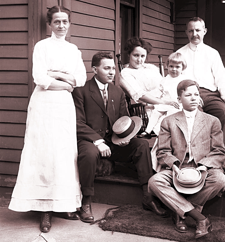 George Elmer Fisher & Family on porch in New Castle, Pennsylvania, ca. 1912