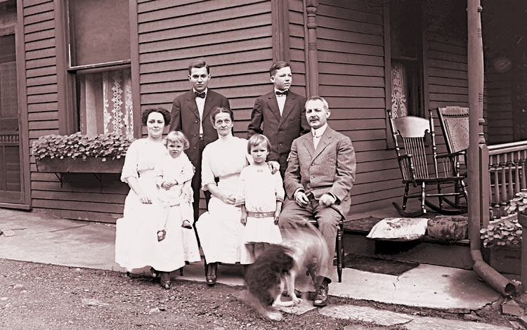 George Elmer Fisher & Family on porch in New Castle, Pennsylvania, ca. 1912