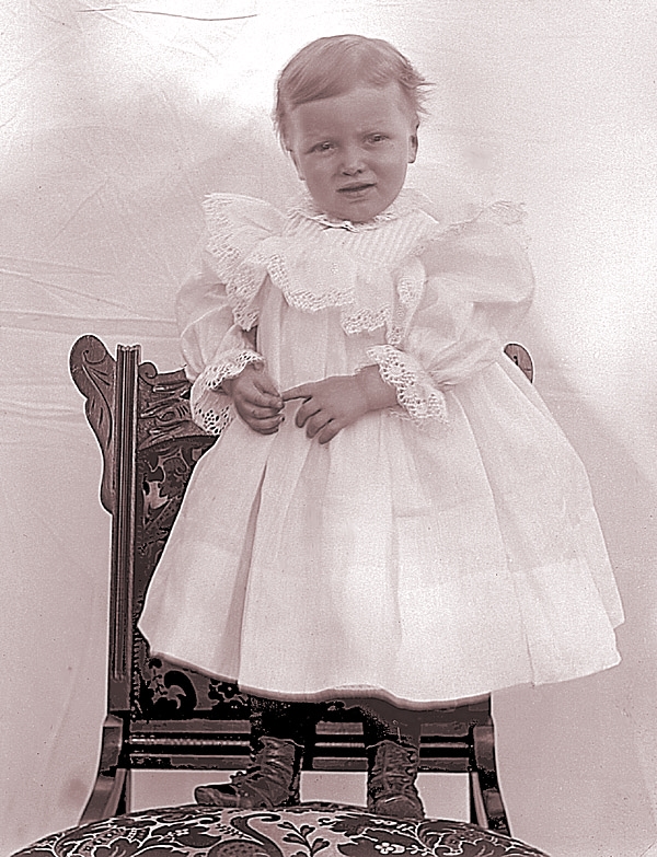 James Lee Fisher in a dress, Carnegie, Pennsylvania, ca. 1897