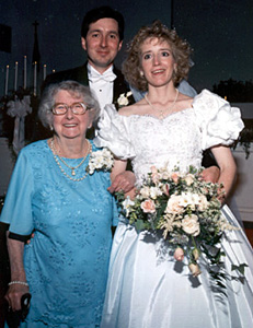 Portrait of Marcey Ann Hinderlong and Scott Rockey on their Wedding Day, on June 3, 1995